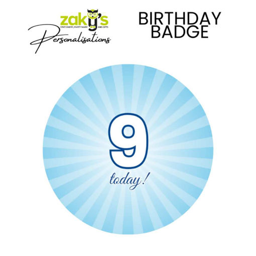 Picture of 9 TODAY BIRTHDAY BADGE BLUE STRIPE